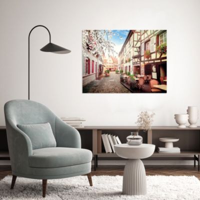 Toile imprimée ville en Alsace Dada Art montée sur châssis bois en pin 60x80 cm