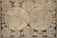 Toile lin map monde atlas 80 x 120 cm