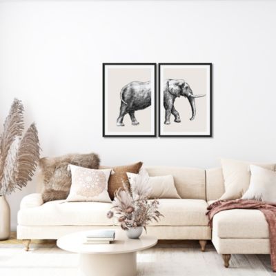 Toile lot 2 éléphants L.70 x l.50 cm