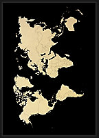Toile Mappemonde or et noir 65 x 92,5 cm