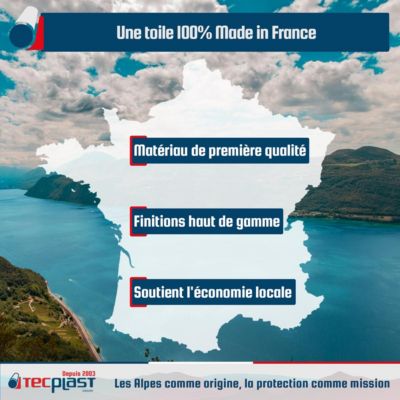 Toile Pergola Ivoire 3x4 m Protection Solaire - Garantie 15 ans TECPLAST - XP680M2PR - Bâche Pergola étanche PVC - Made in France