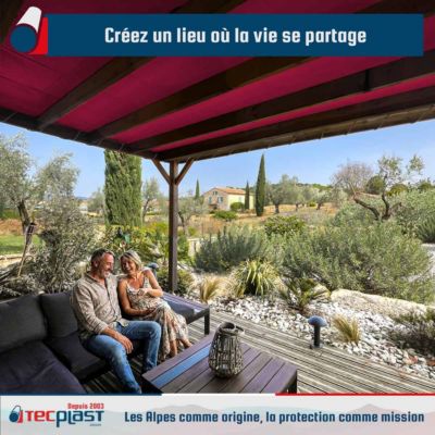 Bâche pour Carport Blanche 3x5 m - Garantie 10 ans TECPLAST - XP640CP - Toile PVC étanche pour