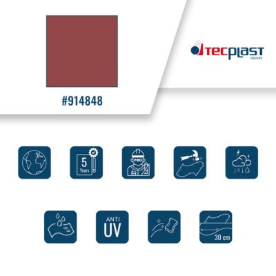 Toile Pergola Rouge Bordeaux 3x3 m - Garantie 5 ans TECPLAST - LP506PR - Bâche Pergola ou Tonnelle étanche en PVC pour terrasse