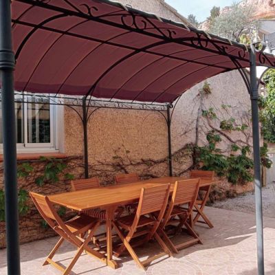 Toile Pergola Rouge Bordeaux 3x4 m - Garantie 5 ans TECPLAST - LP506PR - Bâche Pergola ou Tonnelle étanche en PVC pour terrasse