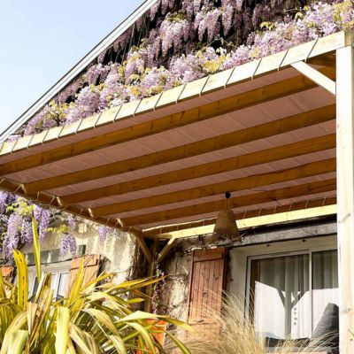 Toile Pergola Taupe 3x4 m - Garantie 8 ans TECPLAST - LP640PR - Bâche Pergola ou Tonnelle étanche en PVC pour terrasse