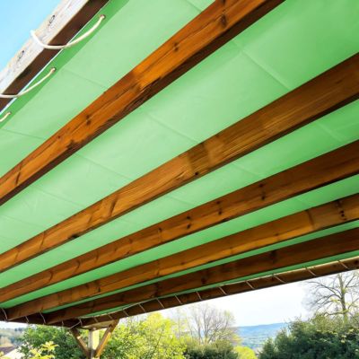 Toile Pergola Vert Sauge 3x3 m - Garantie 5 ans TECPLAST - LP506PR - Bâche Pergola ou Tonnelle étanche en PVC pour terrasse