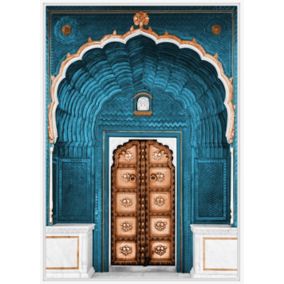 Toile porte bleu et or 60 x 90 cm