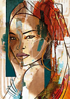 Toile visage femme multicolore Dada Art l.50 x H.70 cm