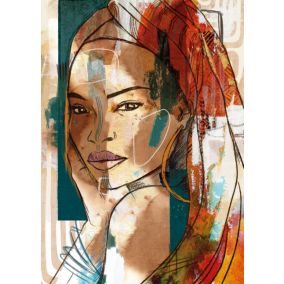 Toile visage femme multicolore Dada Art l.50 x H.70 cm