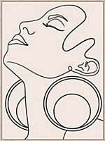 Toile visage femme noir, beige Dada Art l.64 x H.84 cm