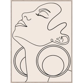 Toile visage femme noir, beige Dada Art l.64 x H.84 cm