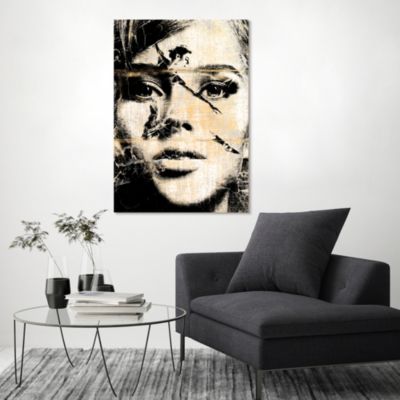 Toile visage rêve noir et jaune L.100 x l.70 cm