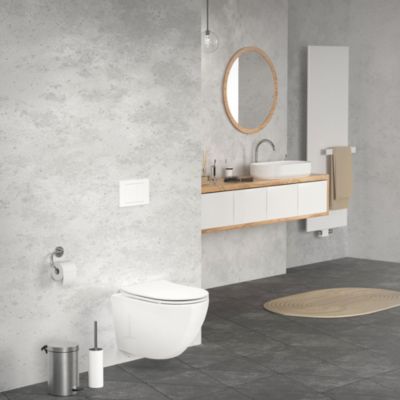 Toilette suspendu céramique sans rebord court cuvette siège duroplast softclose