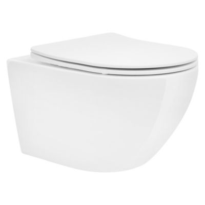 Toilette suspendu sans rebord blanc au siège WC Soft Close chasse d'eau tornado