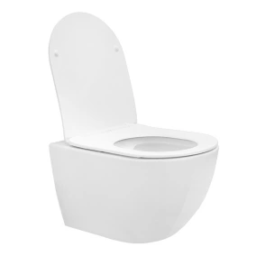 Toilette suspendu sans rebord blanc mat avec siège WC Soft Close salle de bain