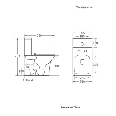 Toilette WC à poser LUJA en ceramique