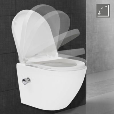 Toilette wc suspendu fonction bidet système de rinçage sans bord en céramique