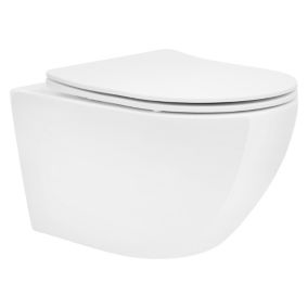 Toilette WC suspendu sans bride céramique abattant softclose en duroplast blanc