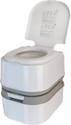 Toilettes de camping mobiles 24L avec pompe à piston, compartiment papier intégré et hauteur assise confortable de 44 cm