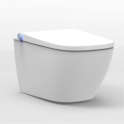 Toilettes japonais céramique Blanc, WC lavant + LED, force jet et chaleur réglable, rinçage 180 - 59,3x38,4x38cm - BASIC 1104