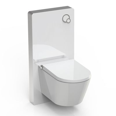 Toilettes Japonais céramique, WC lavant japonais avec module blanc (100,4x48,3x10,8cm) - WC 38,4x59,3x38cm - Basic 1102