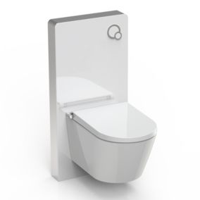 Toilettes Japonais céramique, WC lavantavec module blanc (100,4x48,3x10,8cm), WC 38,4x59,3x38cm, Basic 1102