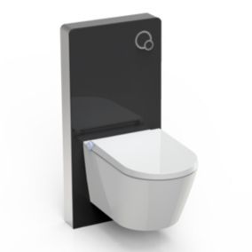 Toilettes Japonais céramique, WC lavantavec module noir (100,4x48,3x10,8cm), WC 38,4x59,3x38cm, Basic 1102