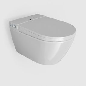 Toilettes japonaises céramique WC lavant japonais suspendus + Télécommande, siège chauffant, séchoir, Blanc -59x40x42,4cm- 540PRO