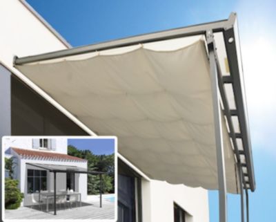 Toit terrasse adossé manuel aluminium et toile Habrita TT3030ALRT 3 x 3,07 m