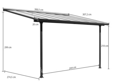 Toit terrasse adossé manuel aluminium et toile Habrita TT3030ALRT 3 x 3,07 m