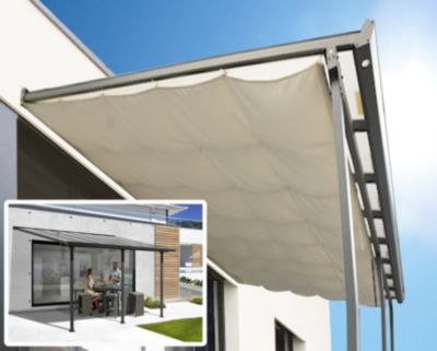 Toit terrasse adossé manuel aluminium et toile Habrita TT3042ALRT 4,18 x 3,07 m