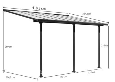 Toit terrasse adossé manuel aluminium et toile Habrita TT3042ALRT 4,18 x 3,07 m