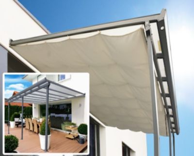 Toit terrasse adossé manuel aluminium et toile Habrita TT3050ALRT 5,01 x 3,07 m
