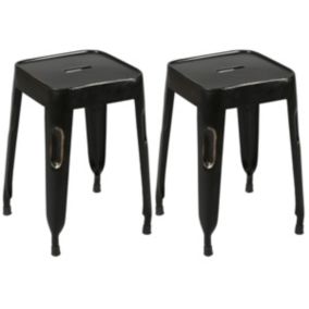 TOLGA - Lot de 2 Tabourets Noirs