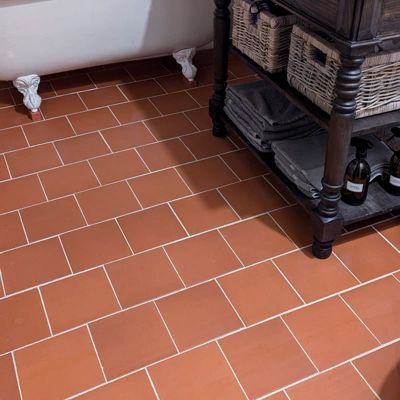 Tomette lisse rouge en terre cuite 19,2x19,2x1,4 cm