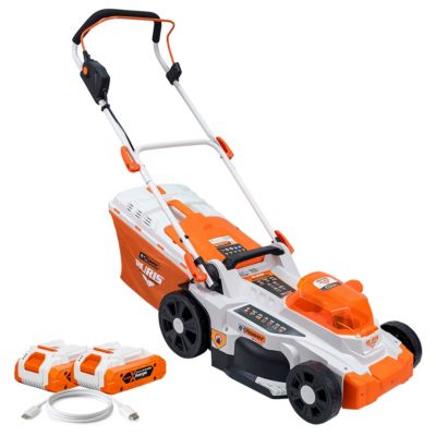 Tondeuse a gazon sans fil autotractee RURIS RXI3744e Power Alfa Up 40V, bac de ramassage, coupe (2 batteries 2400e incluses)
