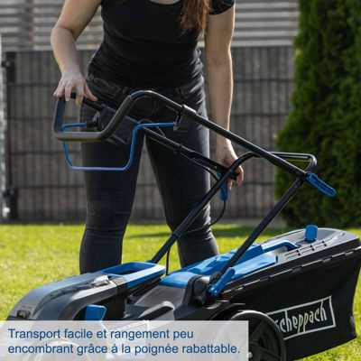 Tondeuse à batterie BC-MP430-X SET XL2 Scheppach - largeur coupe 43 cm - 600-700 m2 - bac 50L - 2 batteries 4Ah et chargeur double