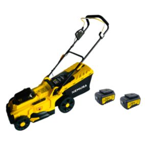 Tondeuse à batterie NEMURA 40V(2x20V) + 2 Batteries 4Ah + Chargeur rapide - Coupe de 37cm - Mulching + Ramassage