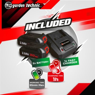 Tondeuse et coupe bordures rechargeables 20V max + 2 batteries - Elem Garden.