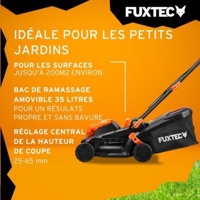 Tondeuse gazon batterie 40V (2X20V) - FUXTEC FX-E1RM20 - largeur 33cm 2 batteries Li-Ion 2Ah, double chargeur 2,4A, bac 35L