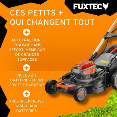 Tondeuse gazon batterie autotractée 40V (2X20V) - FUXTEC FX-E2RM51 - 51cm mulching ejection latérale 2 batteries Li-Ion 4Ah