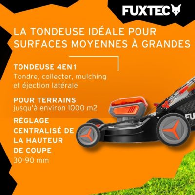Tondeuse gazon batterie autotractée 40V (2X20V) - FUXTEC FX-E2RM51 - 51cm mulching ejection latérale 2 batteries Li-Ion 4Ah