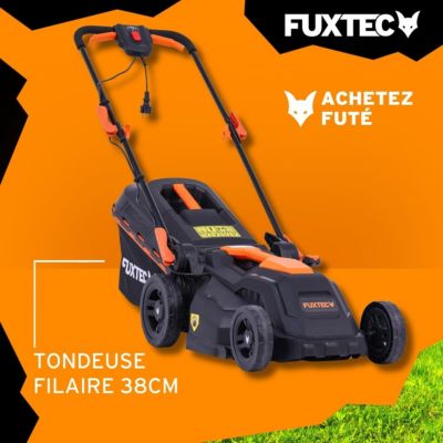 Tondeuse à Gazon électrique Filaire Poussée - FUXTEC FX-RME38 - 12Kg, Largeur Coupe 38cm, Bac 40L, Hauteur 20mm - 70mm