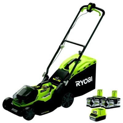 Tondeuse sans fil avec batterie 18 V - largeur de coupe 37 cm - hauteur de coupe 25 à 70 mm - bac 45 L Ryobi RY18LMH37A-250