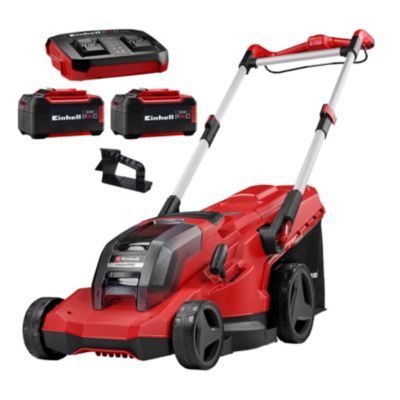Tondeuse sans fil avec batterie 18 V - largeur de coupe 42 cm - hauteur de coupe 25 à 75 mm - bac 50 L - Einhell RASARRO 36/42 (2x5,2Ah)