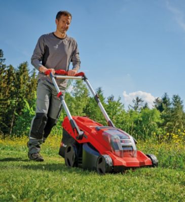 Tondeuse sans fil avec batterie 18 V - largeur de coupe 42 cm - hauteur de coupe 25 à 75 mm - bac 50 L - Einhell RASARRO 36/42 (2x5,2Ah)