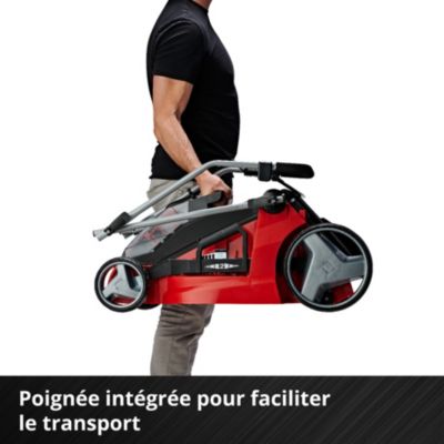 Tondeuse sans fil avec batterie 18 V - largeur de coupe 43 cm - hauteur de coupe 25 à 75 mm - bac 63 L - Einhell GE-CM 43 Li M Kit (2x4,0Ah)