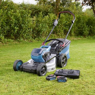Tondeuse sans fil avec batterie 18 V - largeur de coupe 46 cm - hauteur de coupe 25 à 75 mm - bac 50 L - Erbauer ELM18-Li