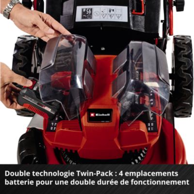 Tondeuse sans fil avec batterie 18 V - largeur de coupe 47 cm - hauteur de coupe 30 à 65 mm - bac 75 L - Einhell GP-CM 36/47 S HW Li (4x4,0Ah)