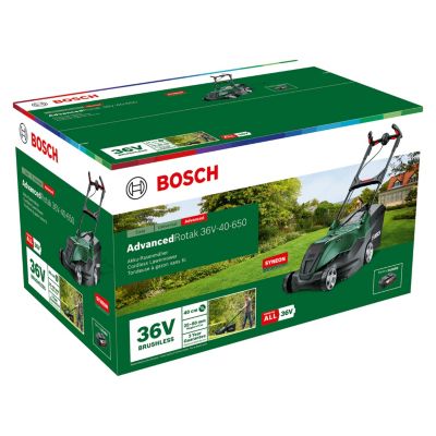 Tondeuse sans fil avec batterie 36 V - largeur de coupe 40 cm - hauteur de coupe 25 à 80 mm - bac 50 L - Bosch AdvancedRotak 36V-40-650